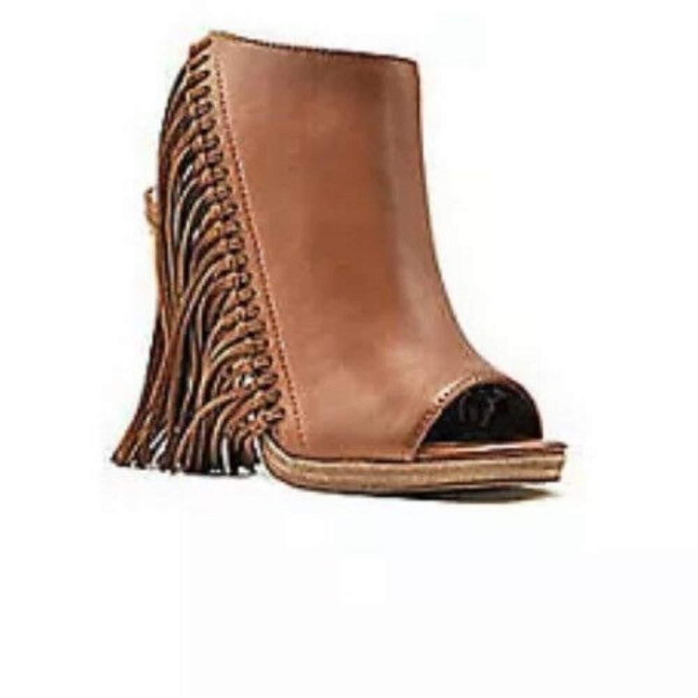 Reba Fringed Madame Slingbacks  heel bootie SIZE 6.5